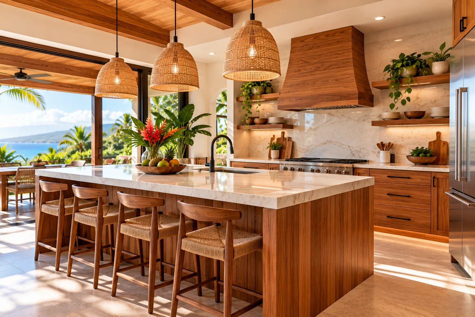 Newly remodeled kitchen with custom cabinetry and countertops